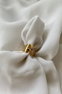 18ct Gold Plated Chunky Initial Ring from Etsy