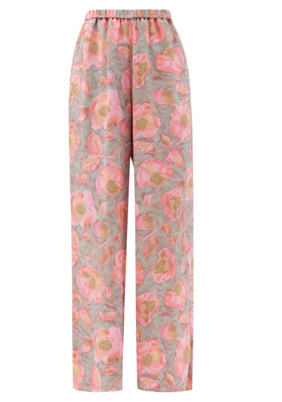 Watercolour Floral-Print Silk Wide-Leg Trousers from Raey