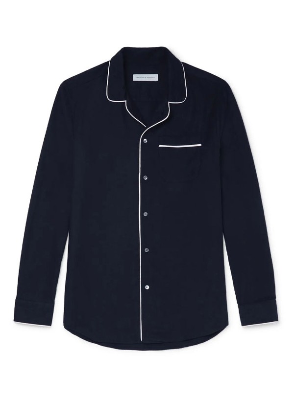 Brushed-Cotton Twill Pyjama Shirt from Desmond & Dempsey