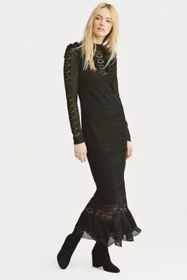 Pointelle-Stitched Midi Dress