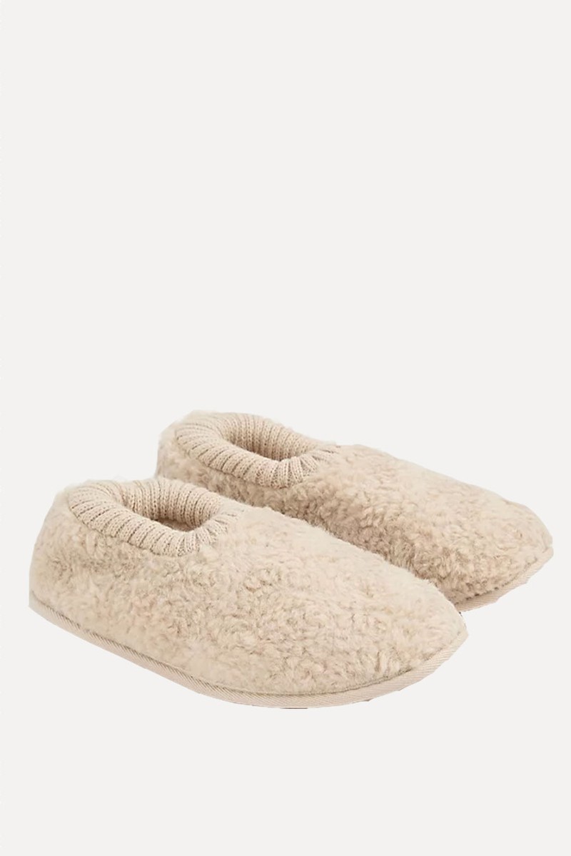 Borg Fleece Ballerina Slippers from George At Asda
