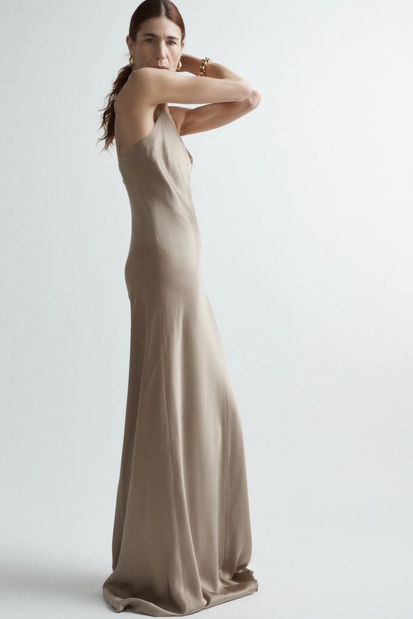 V-Neck Silk-Satin Maxi Dress  from Raey