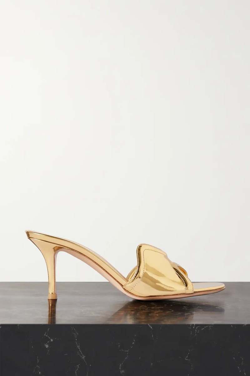 70 Mirrored-Leather Mules from Gianvito Rossi