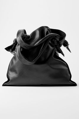 Leather Tote Bag With Knotted Detail from Zara