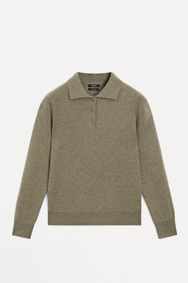 Cashmere Knit Polo Sweater 