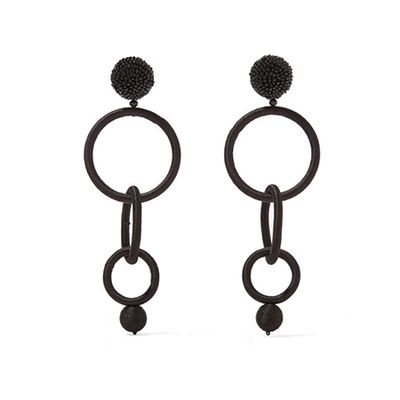 Beaded Cotton Clip Earrings from Oscar de la Renta