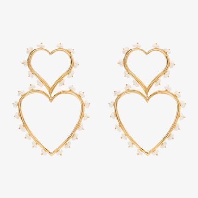 Gold-Plated Pearl Heart Earrings from Joanna Laura Constantine