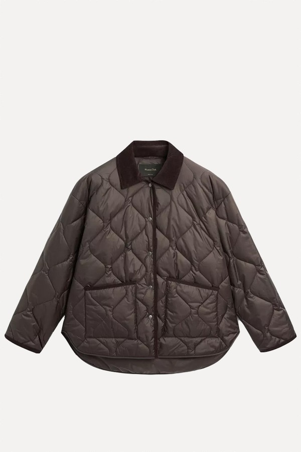 Water-Repellent Puffer Jacket With Corduroy Detail from Massimo Dutti