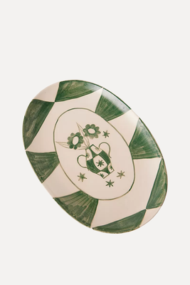 Poppy Almond Hand-Painted Ceramic Serving Platter from Damson Madder
