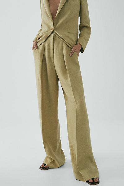 Limited Edition Straight Fit Linen Trousers from Massimo Dutti