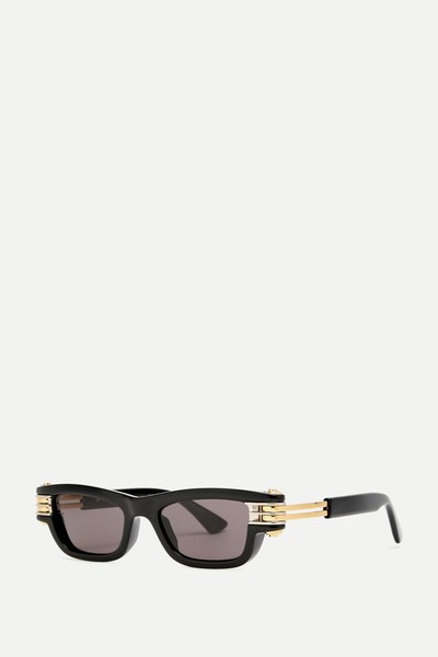 Narrow Rectangle-Frame Sunglasses from Bottega Veneta