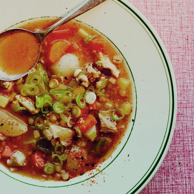 Chicken, Root Vegetable & Pearl Barley Miso Soup