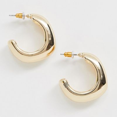 Hoop Earrings in Sleek Square Shape in Gold Tone from ASOS