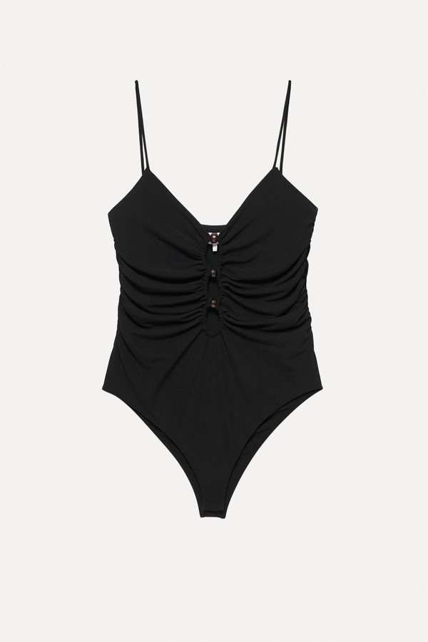 Strappy Cut-Out Bodysuit With Appliques 