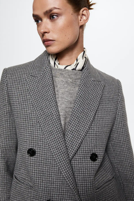 Houndstooth Wool-Blend Coat from Mango