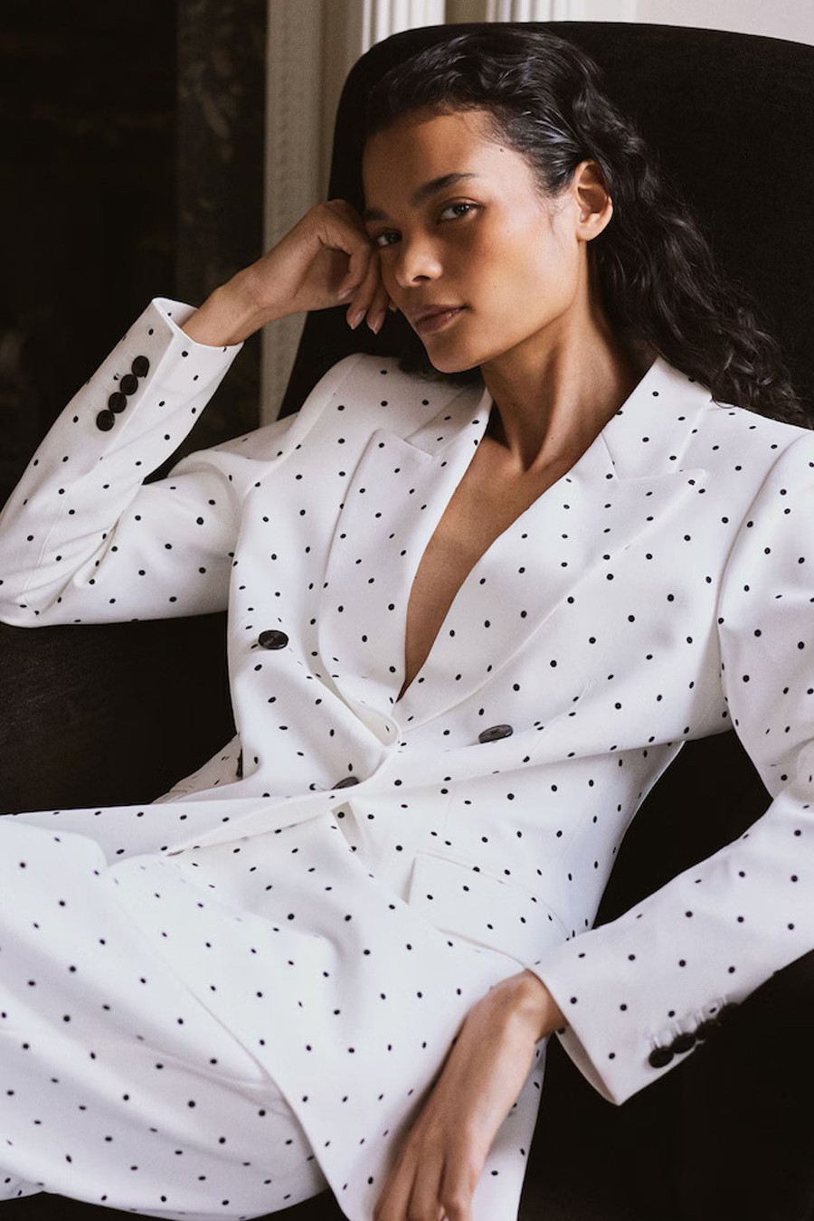 Polka-Dot Double-Breasted Suit Blazer from Reiss