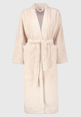 Oatmeal Waffle Texture Longer Length Dressing Gown