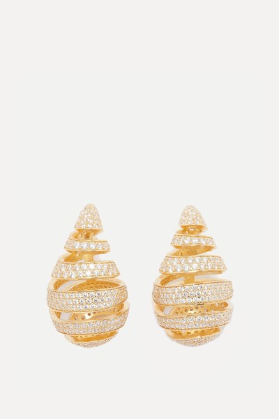 Drop Cubic Zirconia & 18kt Gold-Plated Earrings from Bottega Veneta