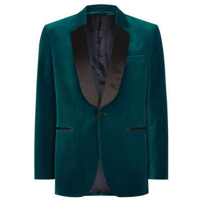 Teal Velvet Blazer from Topman