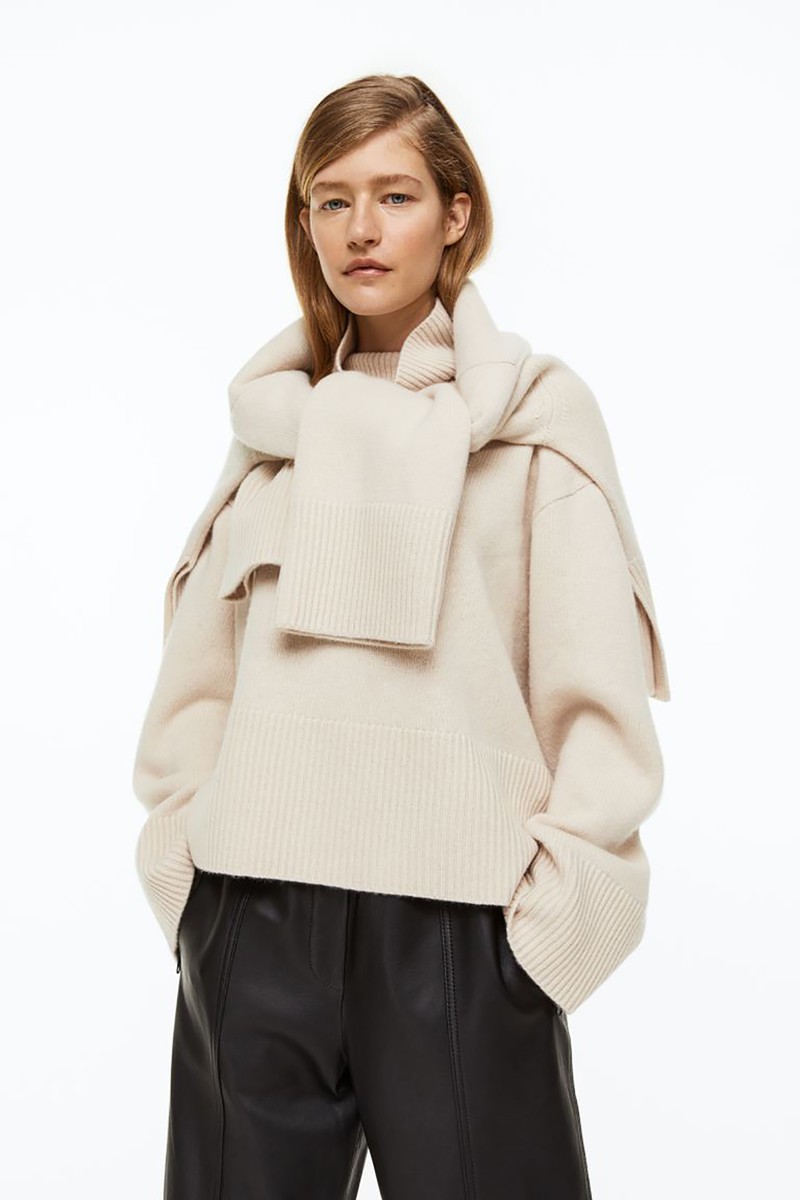 Oversized Polo-Neck Wool-Blend Jumper