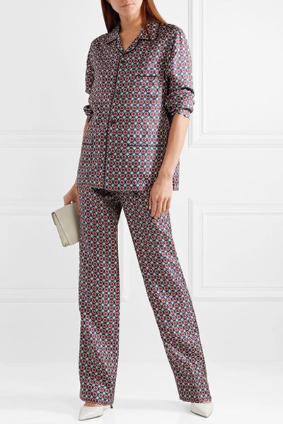 Oversized Printed Silk-Satin Twill Shirt from Prada