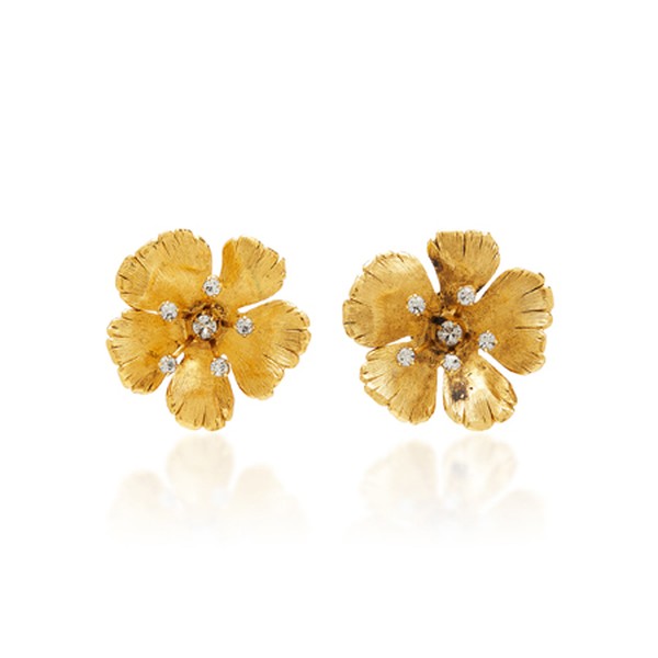 Gold And Crystal Flower Earrings from Jennifer Behr