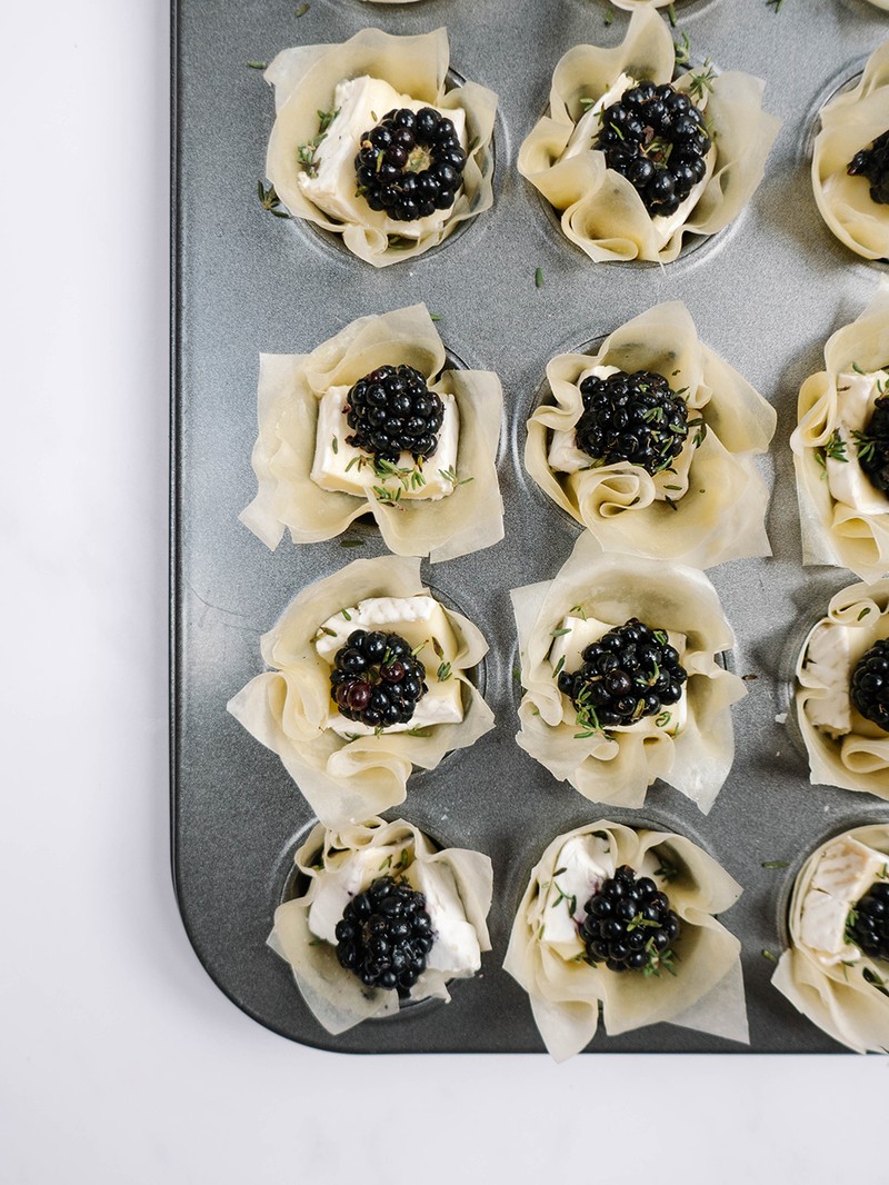 Blackberry, Brie & Thyme Filo Miniature Tarts, Alexandra Dudley