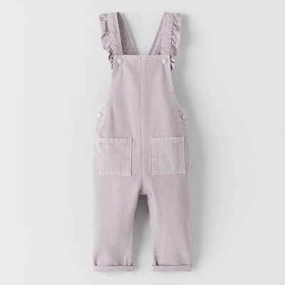 Twill Dungarees With Ruffles 