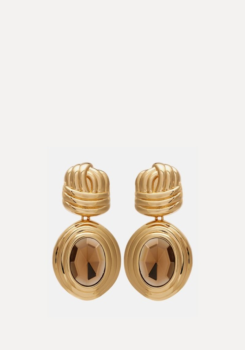 Gold Knot Tiered Amber Earrings 