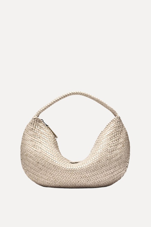 Braided Leather Half-Moon Bag from Massimo Dutti