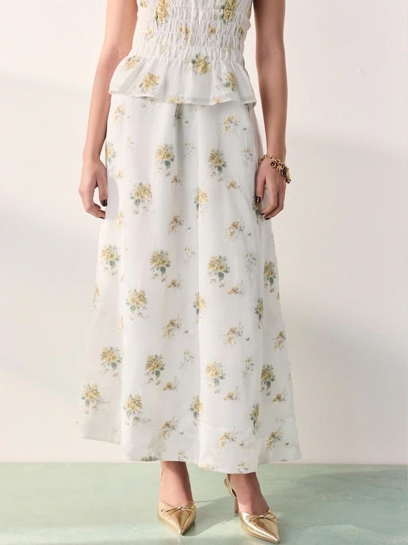 Floral Layered Maxi Skirt 