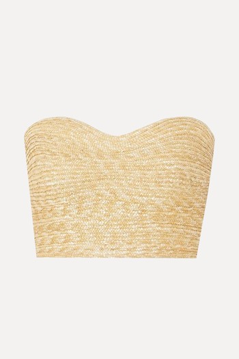 Jacira Strapless Cropped Raffia Top from Cult Gaia