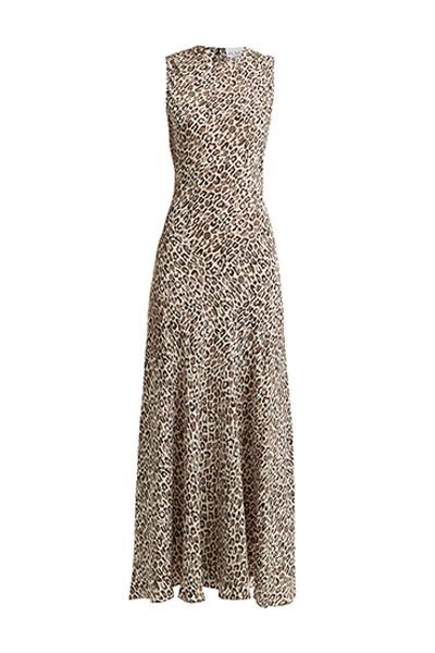 Painterly Leopard-Print Silk Midi Dress from Raey