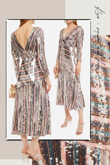 Tyra Striped Sequinned Chiffon Midi Dress from Rixo