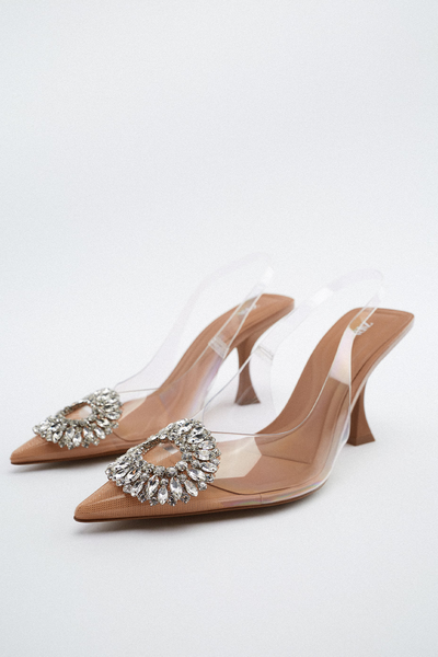 Embellished Vinyl Heeled Shoes