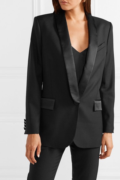 Paris Satin-Trimmed Wool Blazer from Racil