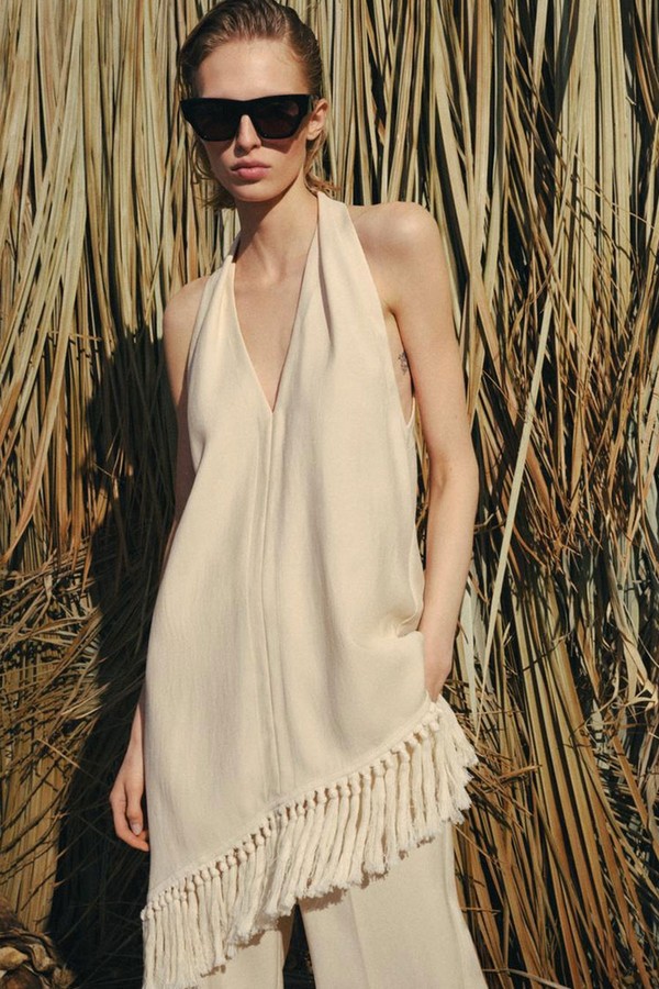 Halter Neck Fringed Top from Zara