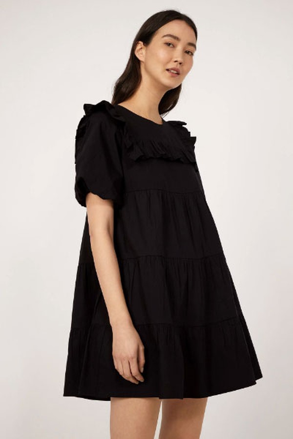 Ruffle Front Tiered Mini Dress