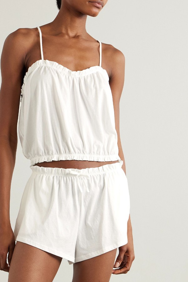 Celeste Ruffled Organic Pima Cotton-Jersey Pajama Set from SKIN