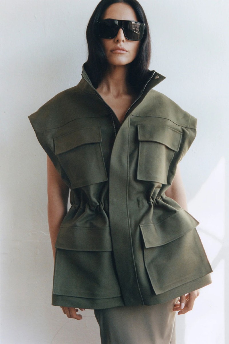 Melton Detachable Sleeve Cargo Jacket from The Frankie Shop