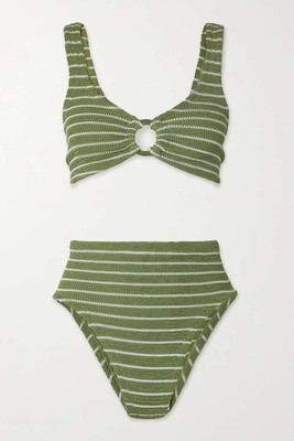 Nadine Striped Metallic Seersucker Bikini from Hunza G