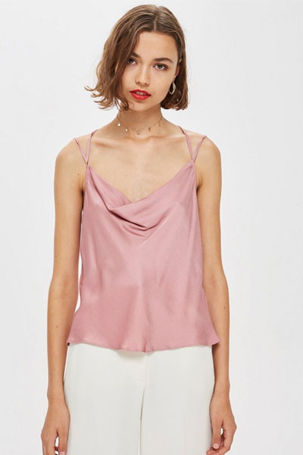 Satin Cowl Neck Cami Top from Topshop