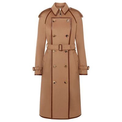 Convertible Leather-Trimmed Wool & Cashmere-Blend Trench from Burberry