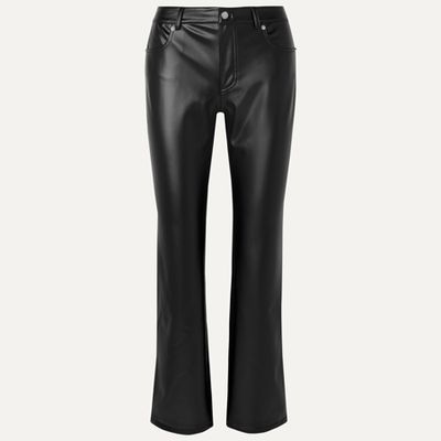 Black Cropped Faux Leather Pants from Alexander Wang