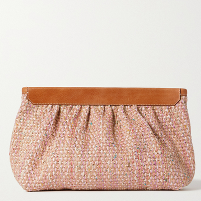 Luz Leather-Trimmed Tweed Clutch