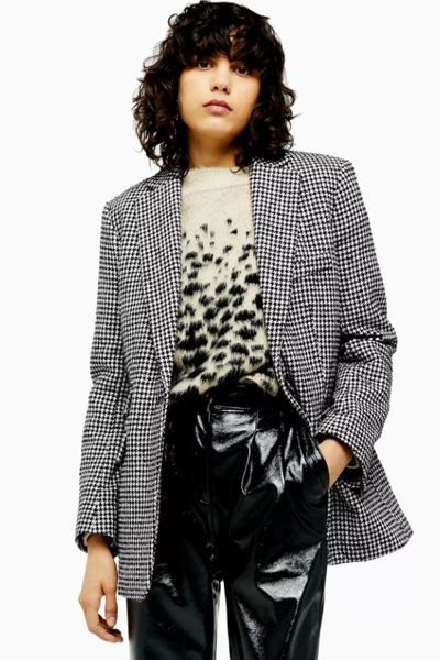 Houndstooth Single Breasted Blazer