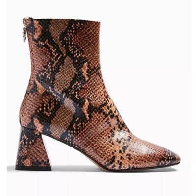 Breeze Snake Square Toe Boots from Topshop