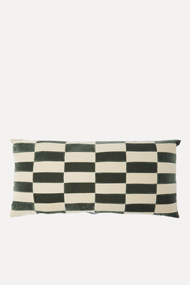 Holly Checked Cotton-Velvet Cushion from Christina Lundsteen