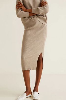 Women’s Brown Cable Knit Skirt from Mango