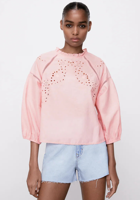 Blouse With Cutwork Embroidery from Zara